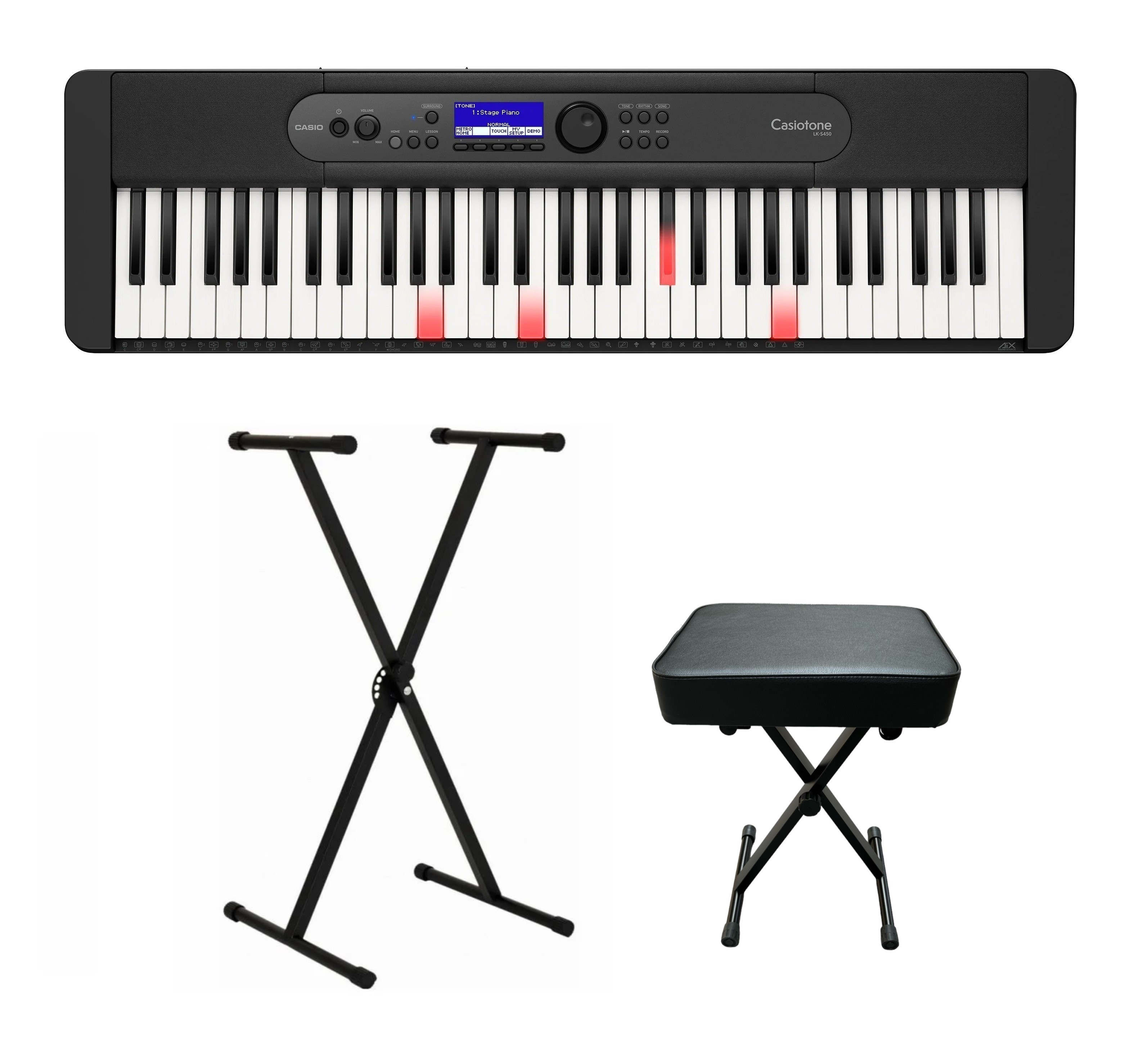 CASIO LK-S450 + STATYW + ŁAWA